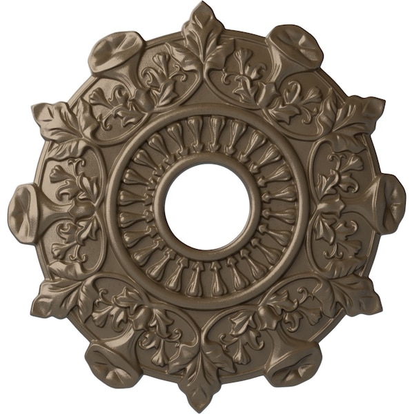 Ekena Millwork Preston Ceiling Medallion (Fits Canopies up to 4"), Hand-Painted Warm Silver, 17 1/2"OD x 4"ID x 1"P CM17PRWSS - main